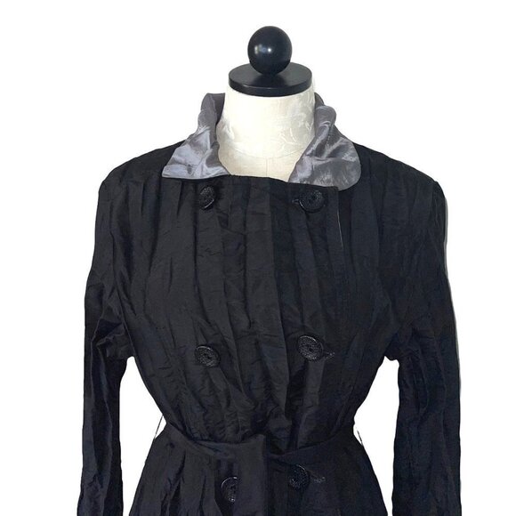 UBU Reversible Crinkle Raincoat Womens Size Medium M Button Front Belt Pockets - Picture 6 of 9